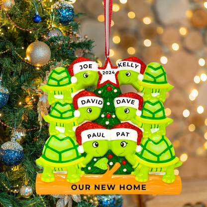 Personalized Turtle Family of 6 Ornament - Custom Holiday Gift