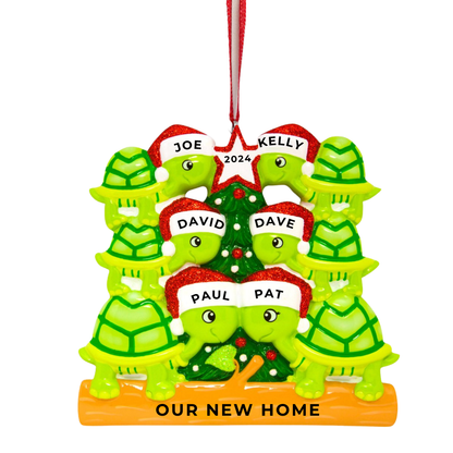 Personalized Turtle Family of 6 Ornament - Custom Holiday Gift