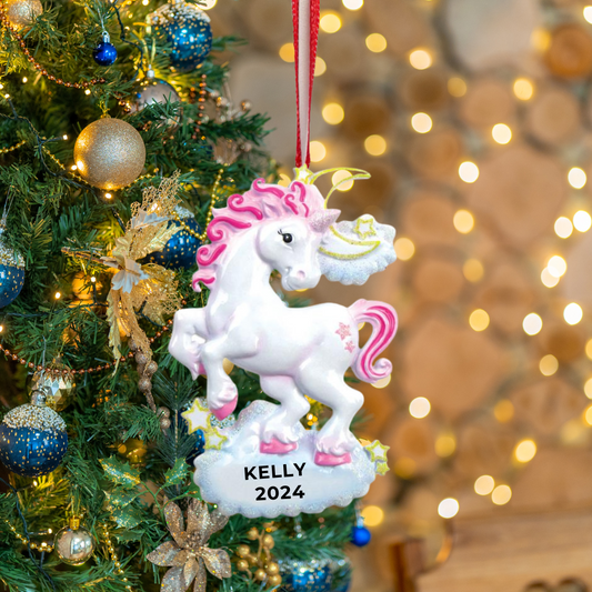 Personalized Unicorn Ornament - Custom Holiday Gift