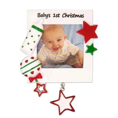 Baby Frame - Pink / Blue / Red & Green Ornament