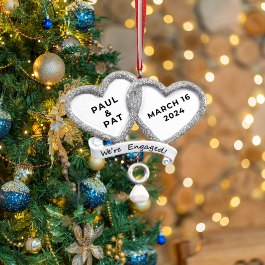 Personalized We're Engaged Ornament - Custom Holiday Gift