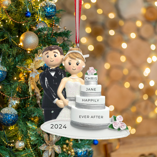 Personalized Wedding Couple with Cake - Custom Holiday Gift