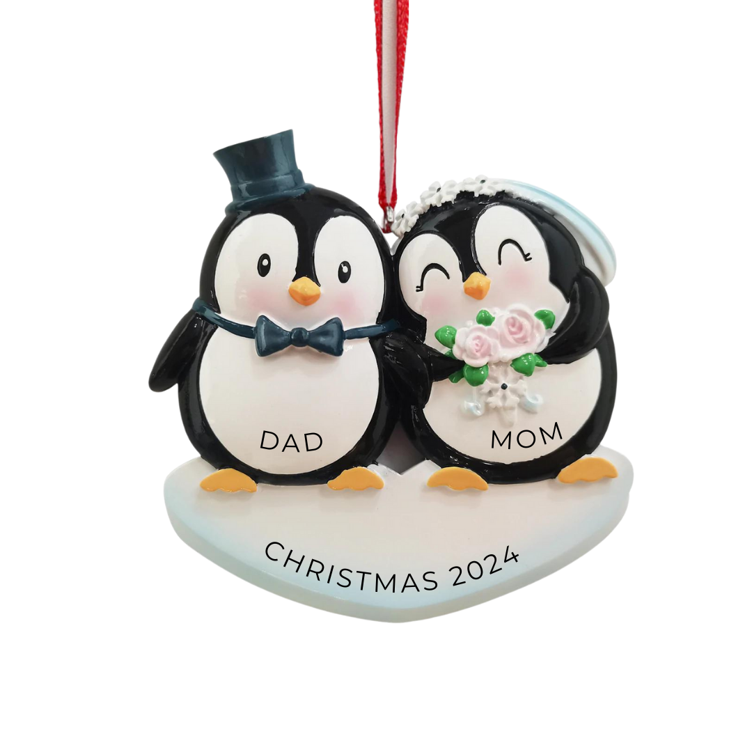 Personalized Wedding Penguin Couple - Custom Holiday Gift