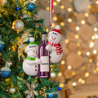 Personalized Wine Bottle Couple Ornament - Custom Holiday Gift