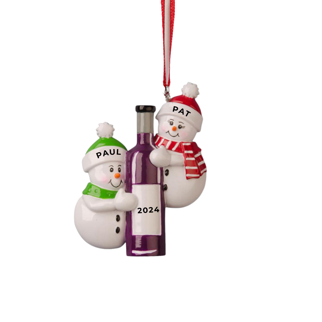 Personalized Wine Bottle Couple Ornament - Custom Holiday Gift