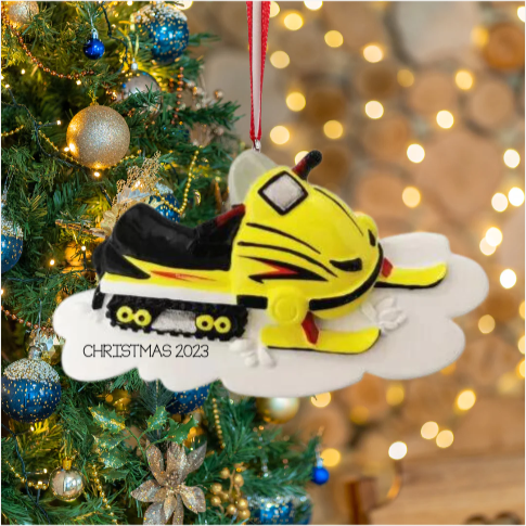 Yellow Snow Mobile Ornament