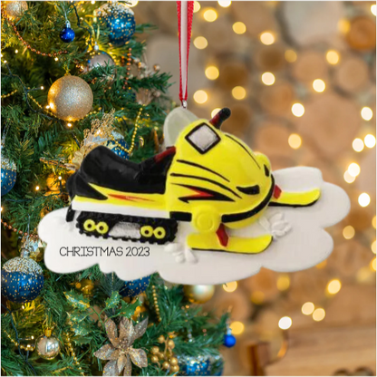 Personalized YellowSnowMobileOrnament - Custom Holiday Gift