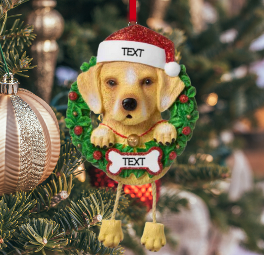 Personalized Yellow Lab Dog Ornament - Custom Holiday Gift