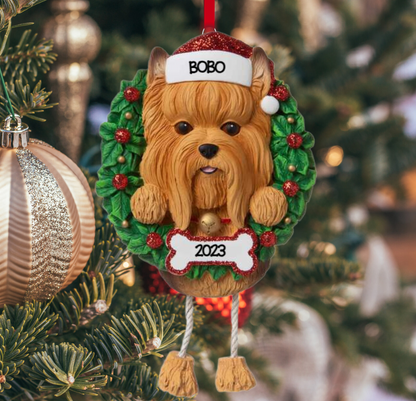 Personalized Yorkie Dog Ornament- Custom Holiday Gift