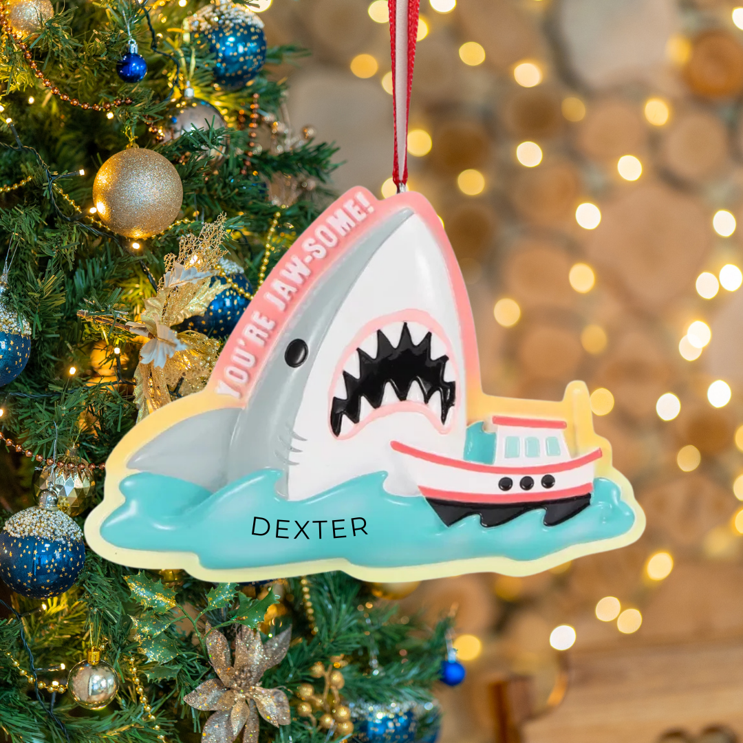 Personalized You're Jaw-Some Shark Ornament - Custom Holiday Gift