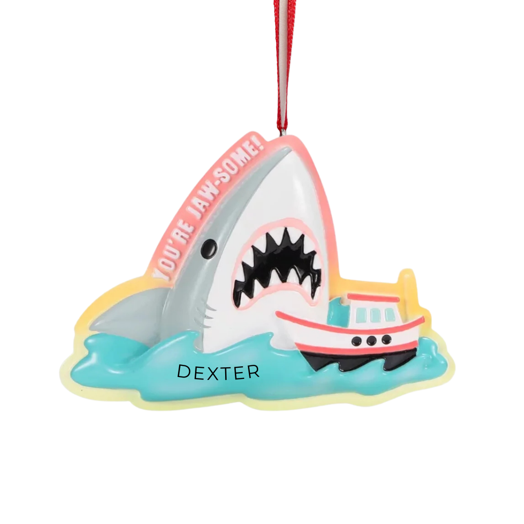 Personalized You're Jaw-Some Shark Ornament - Custom Holiday Gift