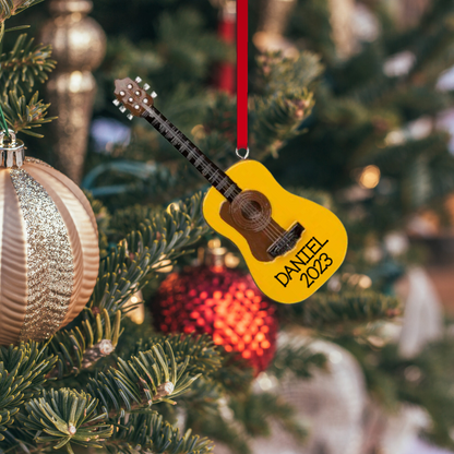 Personalized Acoustic Guitar Ornament, custom holiday gift