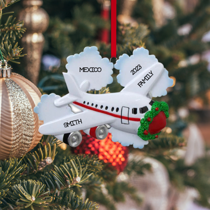 Personalized Airplane Ornament, custom holiday gift