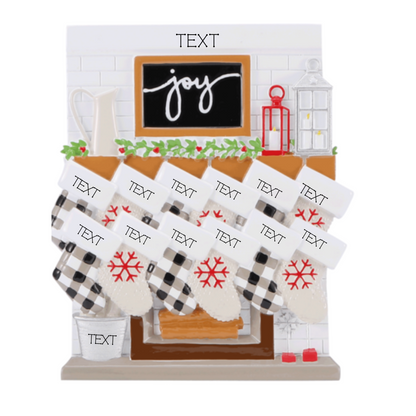 Mantle Stocking Family of 12 Ornament