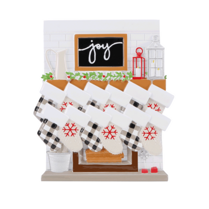 Mantle Stocking Family of 12 Ornament