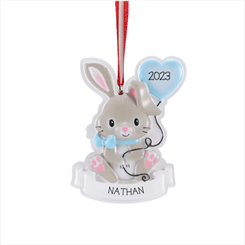 Personalized Baby Bunny (Boy and Girl) Ornament, custom holiday gift