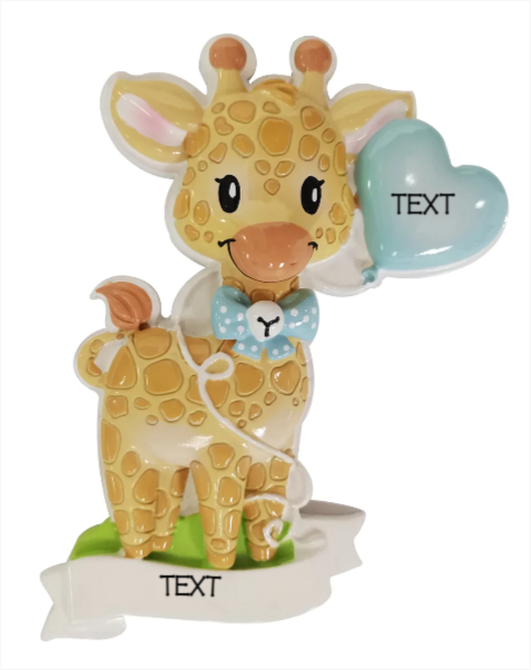 Personalized Baby Giraffe Ornament, custom holiday gift