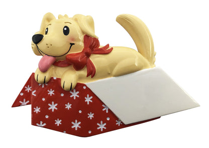 Dog in Present Ornament