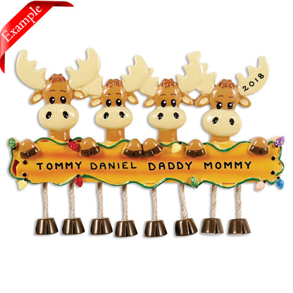 Moose Family of 4 Ornament - Personalized by Santa - Canada