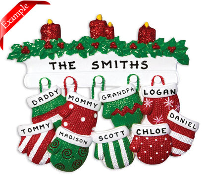 Mitten Family of 9 Ornament - Personalized by Santa - Canada