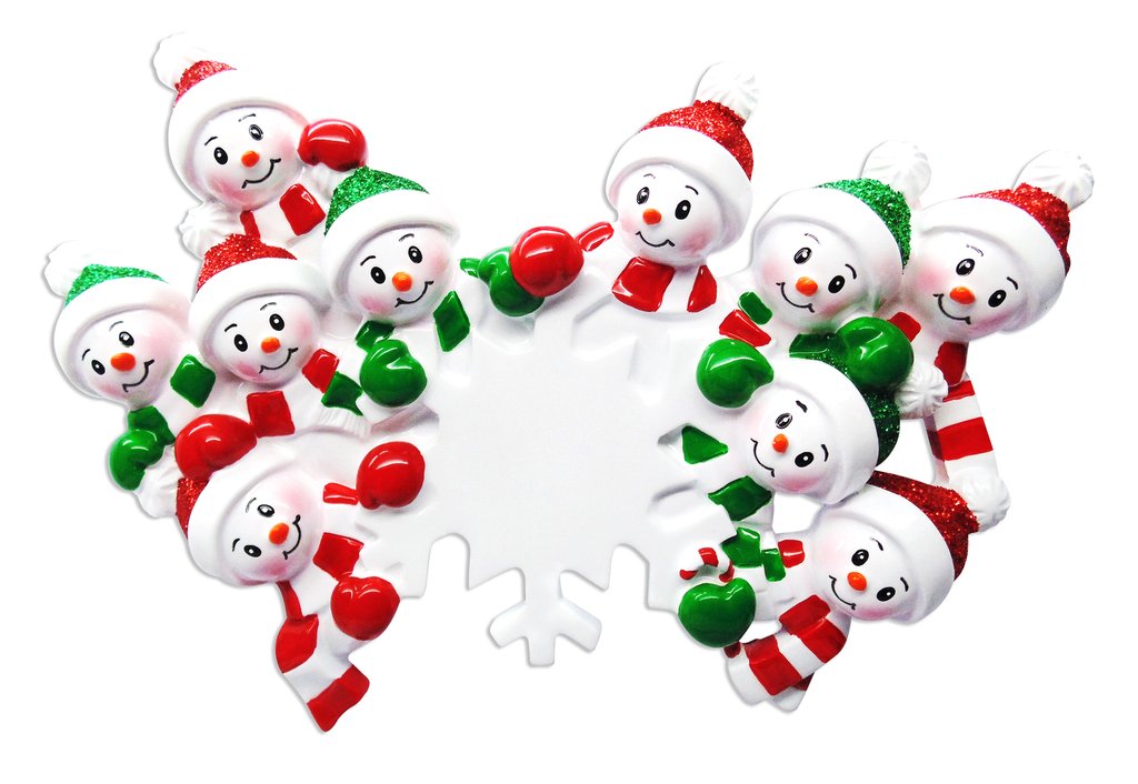 Snowman Snowflake Family of 10 Ornament - Personalized by Santa - Canada