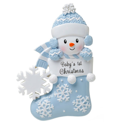 Snowbaby in Stocking - Blue Ornament - Personalized by Santa - Canada