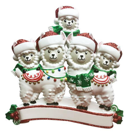 Llama Family of 5 Ornament - Personalized by Santa - Canada