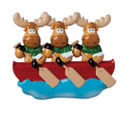 Canoe Moose Family of 3 Ornament - Personalized by Santa - Canada