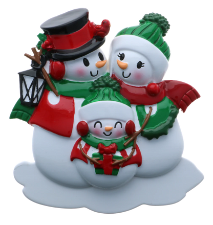 Snowman family - Family of 3 Ornament