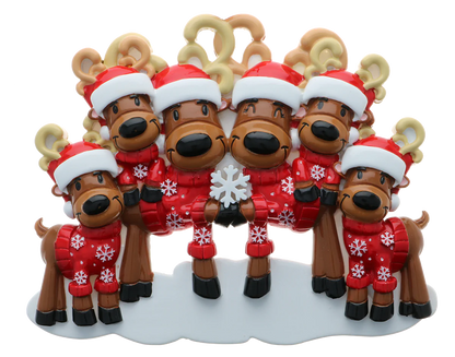 Mr & Mrs Reindeer Family of 6 Ornament