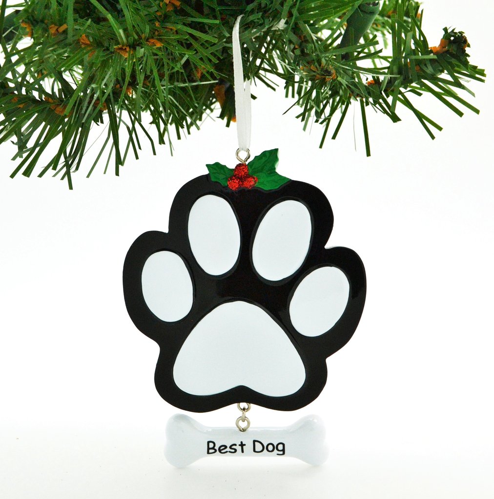 Best Dog Paw - Black Ornament - Personalized by Santa - Canada