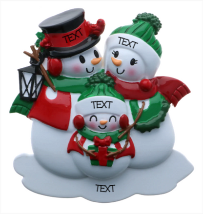 Snowman family - Family of 3 Ornament