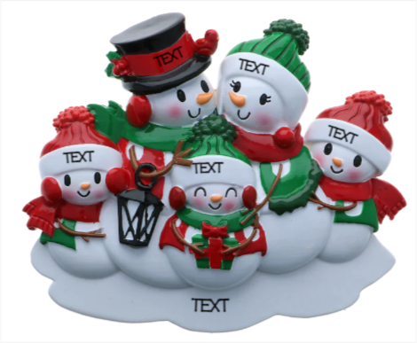 Snowman family - Family of 5 Ornament