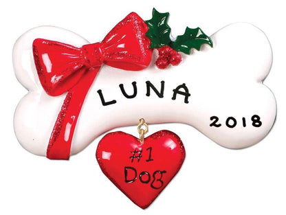 #1 Dog Bone with Bow - Personalized by Santa - Canada