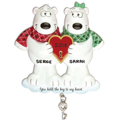 Couple Key to My Heart Ornament - Personalized by Santa - Canada