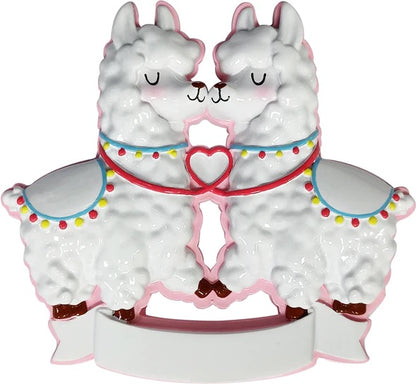 Llama Couple kissing Ornament