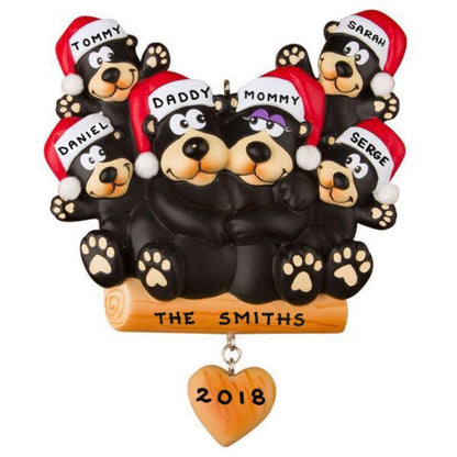 Black Bear Family of 6 Ornament - Personalized by Santa - Canada